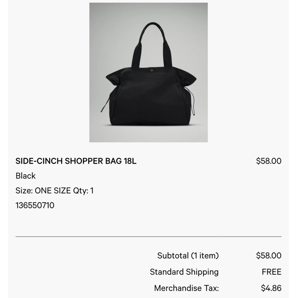 Lululemon Side-Cinch Shopper Bag 18L